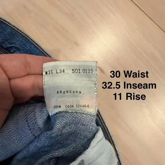 Vintage Levis 501 Jeans 30 Blue Dark Wash Straight Denim Workwear Non Selvedge